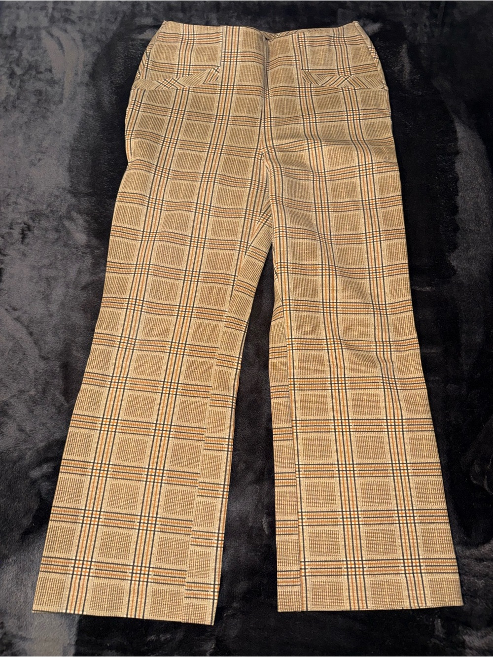 Liverpool Wide Leg Plaid Pants in Tan and Black